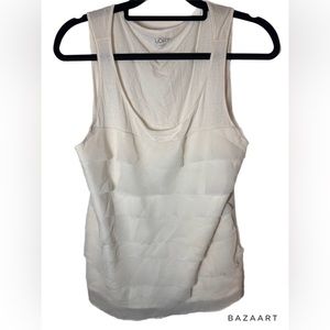LOFT WOMENS SLEEVELESS WHITE RUFFLE BLOUSE